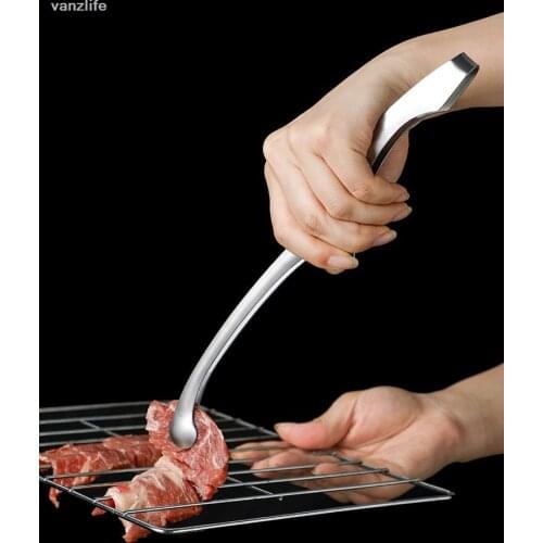 Vanzlife Stainless steel food clip bread barbecue tool steak clip vegetables barbecue food clip kitchen household anti scald