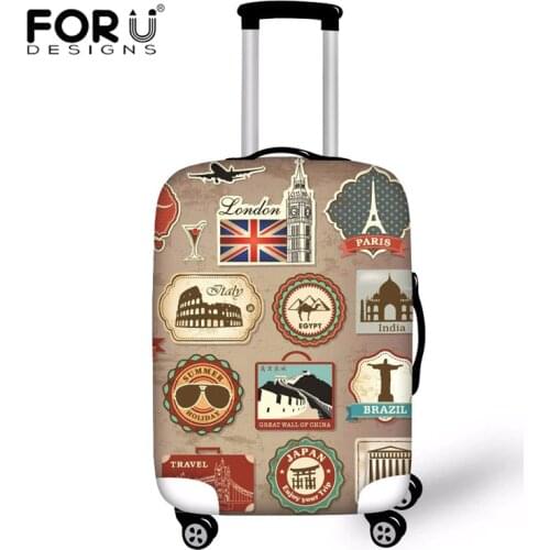 FORUDESIGNS Vintage Elastic Thick Luggage Cover for Trunk Case Travel On Road Suitcase Dustproof Protector Cover Dropship Custom