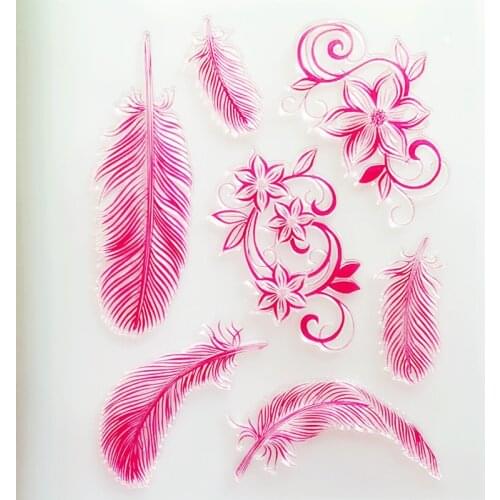 YLCS299 Feather Silicone Clear Stamps For Scrapbooking DIY Album Paper Cards Making Decoration Embossing Folder Rubber Stamp
