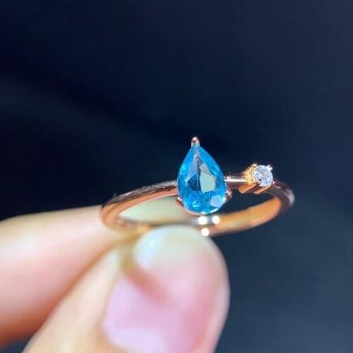 CoLife Jewelry Simple 925 Silver Gemstone Ring for Office Woman 4mm*6mm Pear Natural Topaz Ring Sterling Silver Topaz Jewelry