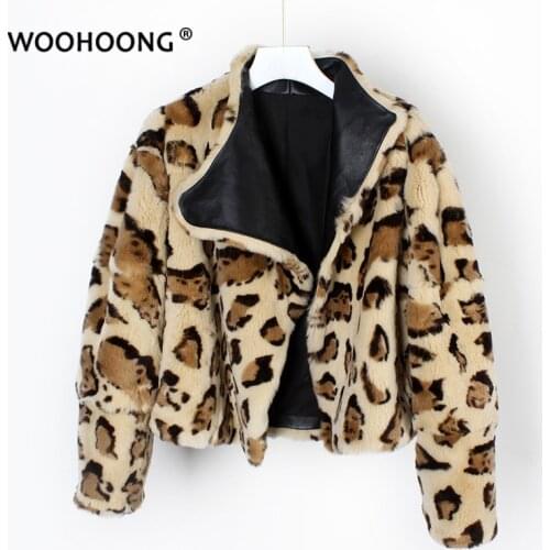 Real Fur Coat Rex Rabbit Fur Coat Woman Short Leopard Print Fashion Thick Warm Korean Fashion Streetwear