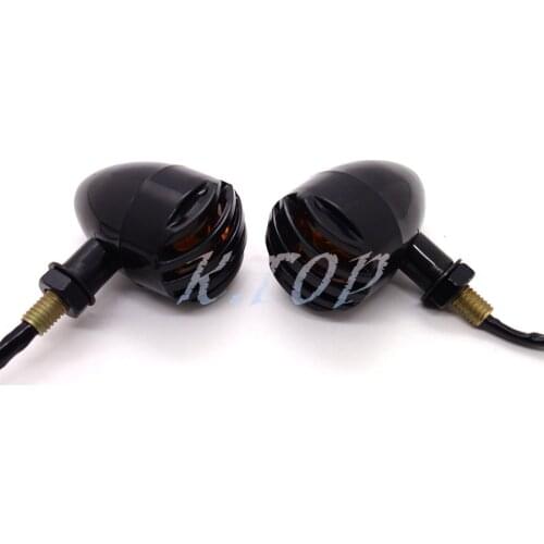 ZORBYZ 1 Pair Motorcycle Black Bullet Plastic Amber Bulb Turn Signal Light Fit For Harley Cruiser Chopper Custom
