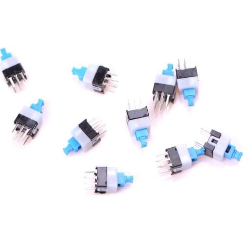 10PCS/Lot 7*7mm 6Pin Push Tactile Power Micro Switch Self Lock On/Off Button Latching Switch