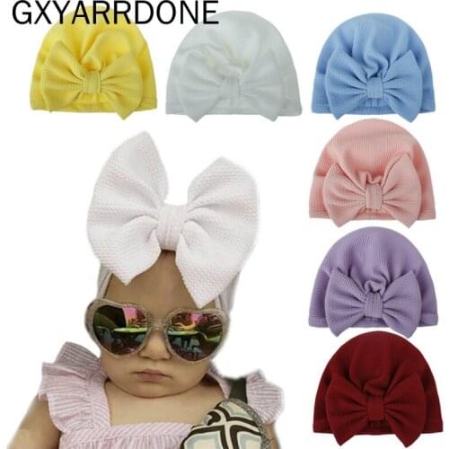 18 Colors 2020 Baby Hat for Girls Bows Turban Hat Infant Photography Props Cotton Kids Beanie Baby Cap Accessories Children Hats