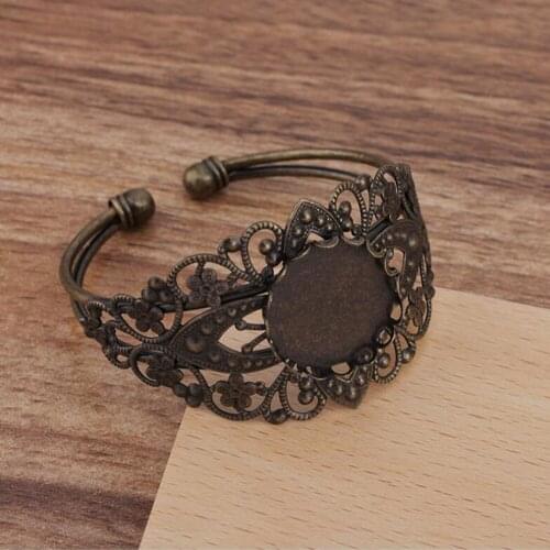20pc Antique Bronze 20mm Lace Filigree Sheet Bangle Base Bracelet Blanks Tray Bezel Brass Cuff Bracelet Setting Cabochon Cameo