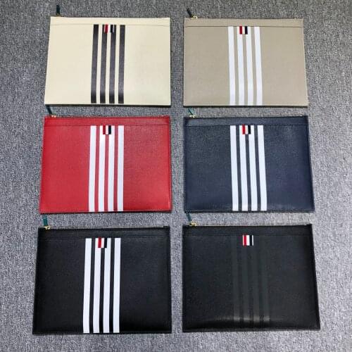 2021 Fashion TB Brand Briefcase Genuine Leather Messenger Bags Striped Print Black Casual Envelope Bag Men Women Hand Bags