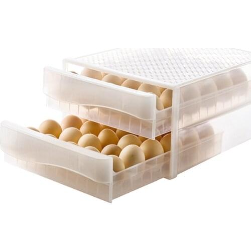 30/60 Grids Refrigerator Egg Storage Box Plastic Transparent Egg Case Anti-Collision Tray Organizer Container Kitchen Supplies
