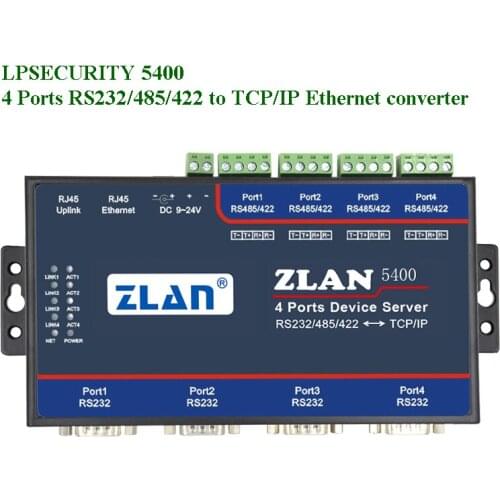 4 port Serial to Ethernet Converter RS232/RS485/RS422 to TCP/IP Support Extension Modbus TCP to RTU Multi-serial Device Server