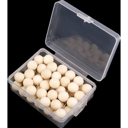 60 Pcs/Box Wooden Round Head Drawing Pins, Wood Push Pin Steel Thumb Tacks For