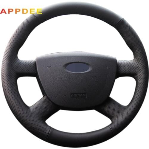 AppDee Black Artificial Leather Car Steering Wheel Cover for Ford Focus 2 2005 2006 2007 2008 2009 2010 2011