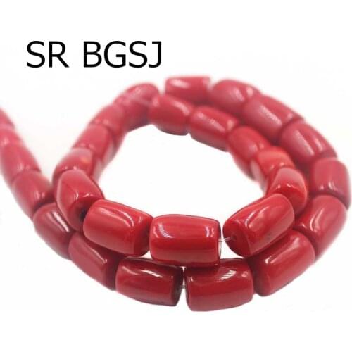 Free Shipping 10-14mm 20inch High Grade Freeform Column Red Natural Coral Jewelry Making Beads Strand