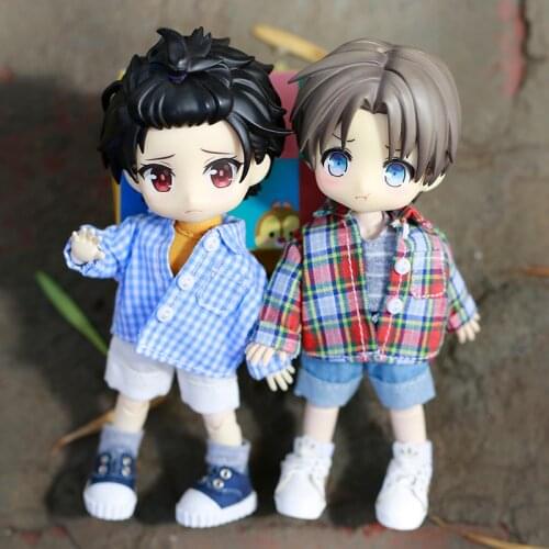 D03-P116 children handmade toy 1/12 ob11 GCS BJD.SD Doll Accessories doll clothes Plaid shirt jacket 1pcs