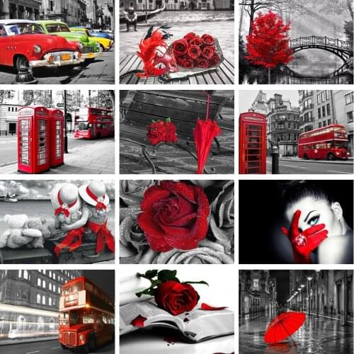 DIY Full Square Diamond Painting 5D Mosaic Art Cross stitch Red And Black Series Home Decoration Embroidery Handcraft Art Kits