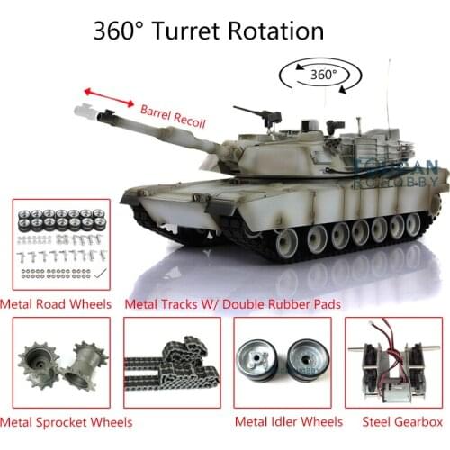 Heng Long 1/16 Snow 7.0 Abrams RC Tank 3918 360 Turret Barrel Recoil Metal Track TH17840-SMT4