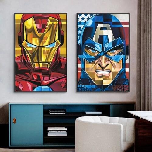 Classic Movie Avengers Canvas Painting Superhero Captain America Iron Man HD Posters and Prints KidS Bedroom Decor Mural