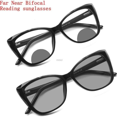 Cat Eye Bifocal Presbyopic Glasses for Eomen Transition Sunglasses Photochromic Reading Glasses Ladies Anti-Fatigue Readers NX