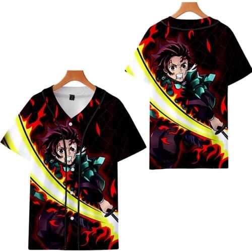 Summer Thin Print T-shirt For Men Women Japanese Anime Demon Slayer Kimetsu Tanjiro Kamado Cosplay Costume C27K122
