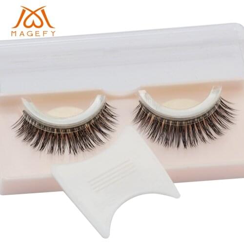 MAGEFY 1 Pair 3D Mink False Eyelashes Self Adhesive Makeup Fake Eye Lashes Long Natural Extension Beauty Faux Flase Eye Lashes