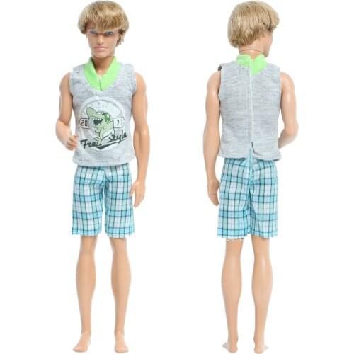 Fashion One Set Sport Outfit Vest T-shirt Short Pants Daily Casual Wear Men Accessories Clothes for Ken Doll Dollhouse Boy Toys