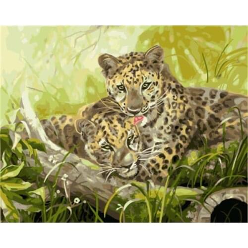 DRAWJOY Framed Animal Leopard DIY Painting By Numbers On Canvas Painting And Calligraphy Wall Art For Home Decor 40x50