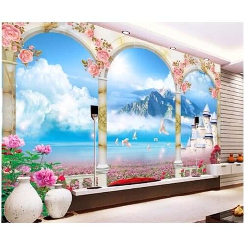 Custom photo 3d wallpaper European style Roman column landscape Home decor living room 3d wall murals wallpaper for walls 3 d