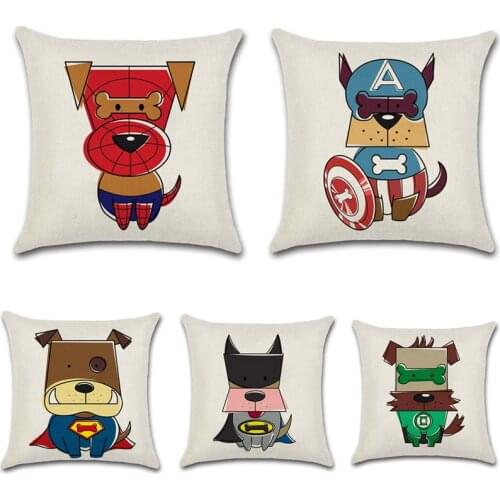 Super hero dogs cartoon cute animals pillowcase Decorative home sofa cushion cover kids children gift Decor bedroom customize
