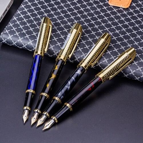 New office Dark Red golden ice FLOWER Metal gift 0.5mm Nib Fountain Pen School Student Office Gifts Stationery