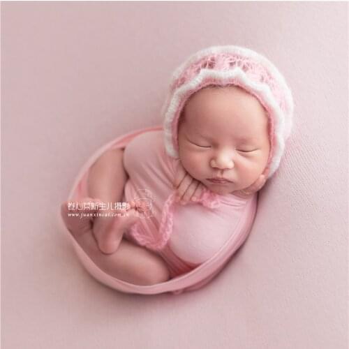 Pink Newborn Knit Wraps Baby Textured Wrap Layer Lovely Baby Girl Floral Bonnet Hat Swaddle Knit Blanket Posing Fabric Stuffer
