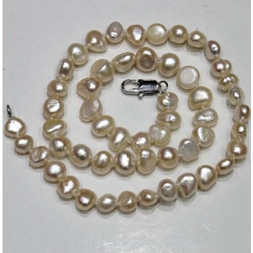 Natural pink freshwater pearl necklace Baroque 7-8mm 17.5INCH