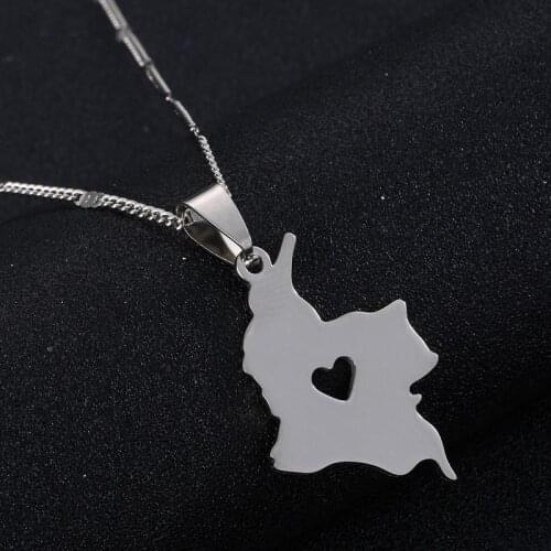 Stainless Steel Colombia Map Pendant Necklace for Women Map of Colombian Chain Jewelry