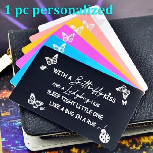 Personalized Metal Wallet Card Insert Custom Laser Engraved Message Card Romantic Gift Family Love Greeting Card KP051
