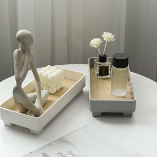 Ins Home Decorative Wood Storage Tray Candle Perfume Display Rack Key Cosmetics Holder Stand Bathroom Accessories Organizer Bin