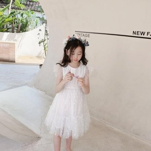 Popodion 2021 New Girls Dress, Net Yarn Flower Dot Princess Dress CHD20452