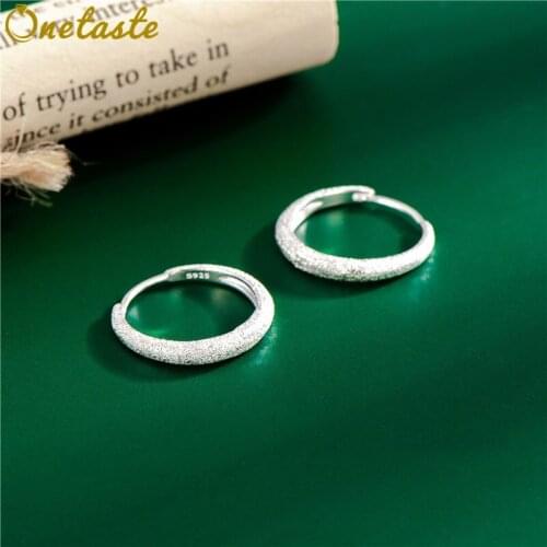 Simple 925 Silver Frosted Hoop Earrings Korean Style Shimmering Glittering Earrings 2021 New Trend Kop Jewelry Girls Women Party