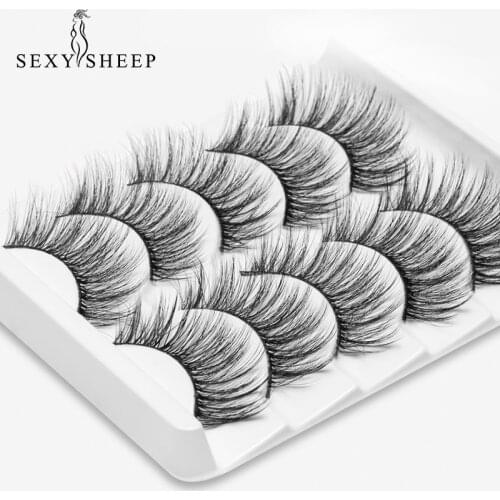 SEXYSHEEP 2/5 Pairs mixing Styles 3D Faux Mink Hair False Eyelashes Wispy Thick Lashes Handmade Soft Eye Makeup Extension Tools