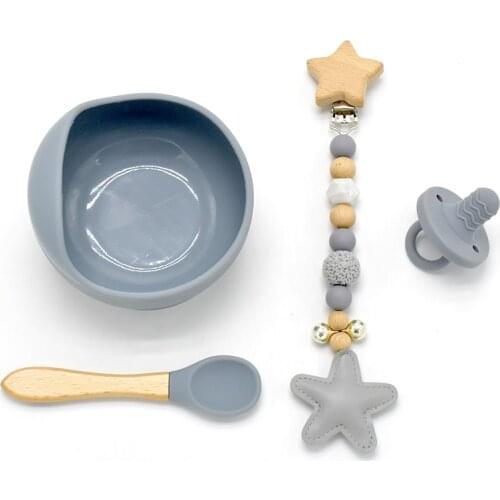 Baby Silicone Bowl Feeding Set Tableware Baby Teether Childrens Tableware Plates Babies Accessories Newborn Nipple Baby Goods