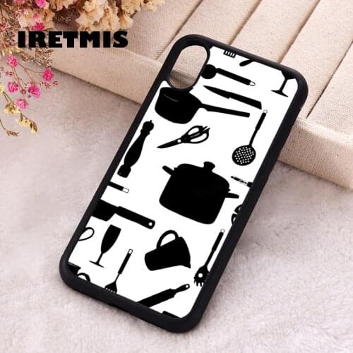 Iretmis 5 5S SE phone cover cases for iphone 6 6S 7 8 Plus X Xs Max XR 11 12 Mini Pro Silicone Cooking Utensils Chef Kitchen