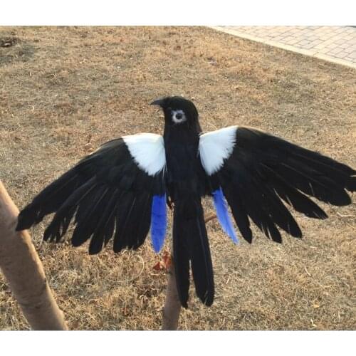 Cute simulation Magpie toy plastic & furs wings Magpie bird gift about 14cm 2451