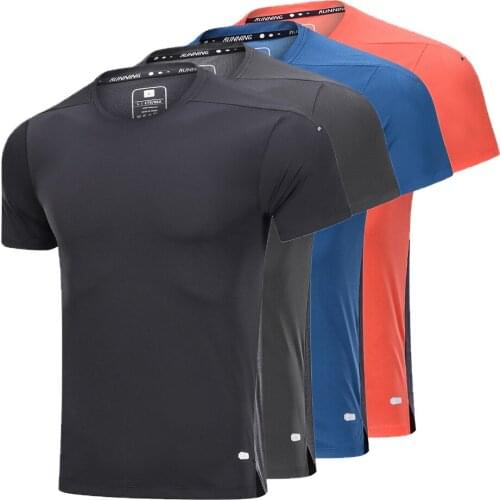 Polyester Gym Sports T-Shirt Quick-Drying Fitness Training Shirt T Shirt For Men Running Sports Shirt Compression Stretch Top