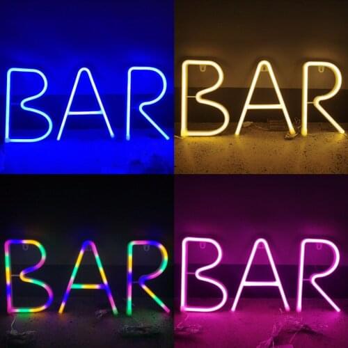 Led BAR Neon Light Sign For Room Wall Fairy Lights Festoon Garland USB Battery Operated Indoor Party Holiday Xmas Decoration