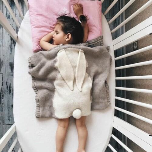 Cute Bunny Knitted Baby Blanket Newborn Swaddle Wrap Infant Toddler Sofa Bedding Sleeping Blankets Baby Outdoor Stroller Wrap