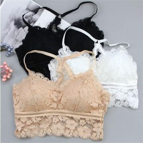 Vest Bras Women Sexy Lace Bras Lingerie Breathable Push Up Bra Bralette Ultra-thin Womens Underwear Halter Vest Lingerie Femme