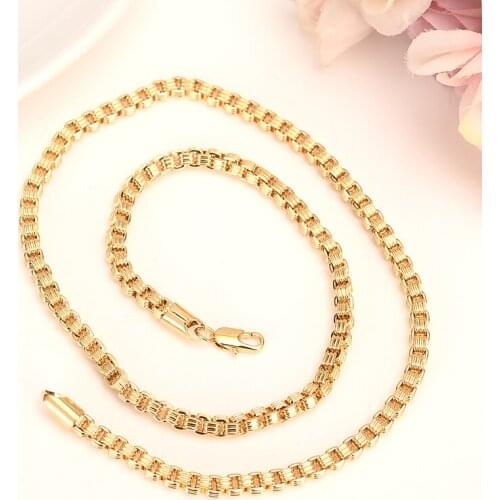 Gold Necklace bracelet Chain Chunky box Chain Necklace Men women girls Vintage Party Men Jewelry high quality gift couple daily