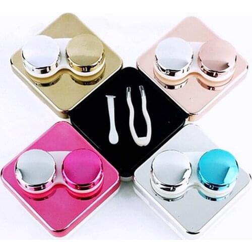 1PC Contact Lens Case Square Travel Portable Solid Color Lens Cover Container Holder Storage Soaking Box Fashion Accessories