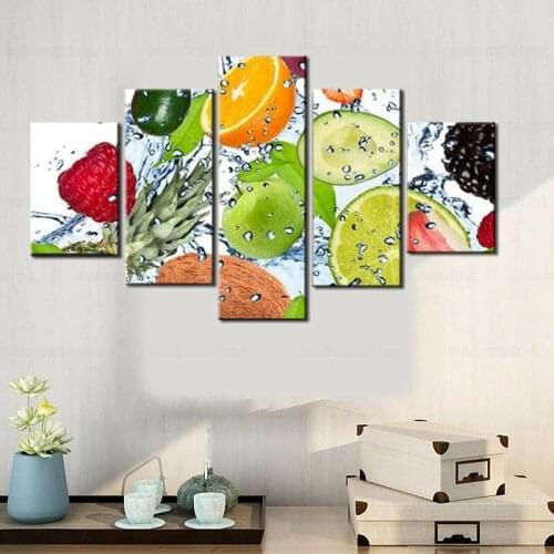 5 Pieces Canvas Prints Wall Art Modular Decor Painting Mural Poster Fresh Fruit Kitchen Restaurant Hd Print Living Room Decor