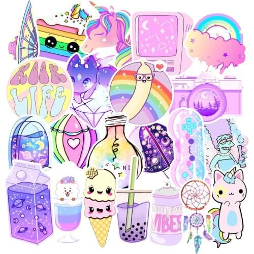 50pcs Hipster Vaporwave Stickers Aesthetic Refrigerator Laptop Graffiti Car Stickers for Scrapbook Planner Diary Notebook Cup