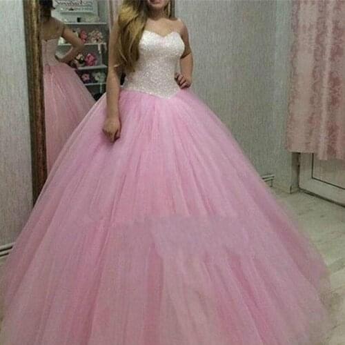 ANGELSBRIDEP Sweetheart Ball Gown Quinceanera Dresses For 15 Party Sparkly Beading Floor-length Tulle Formal Birthday Gowns Hot