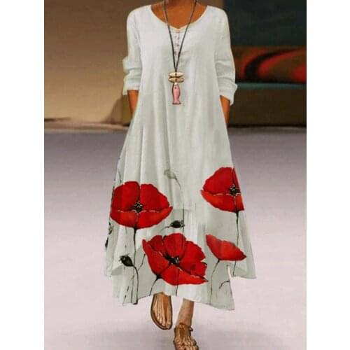 Noble white dress ladies floral print vintage elegant dress Vestido ladies casual dress party pretend two XL 4XL