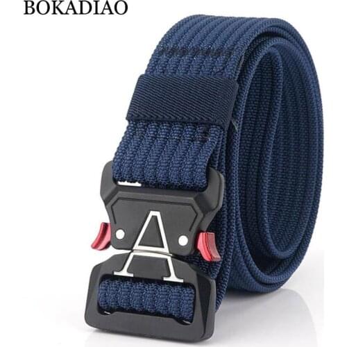 BOKADIAO New men canvas belt Quick release luxury Metal buckle jeans belt Army military nylon Training tactical belts strap male
