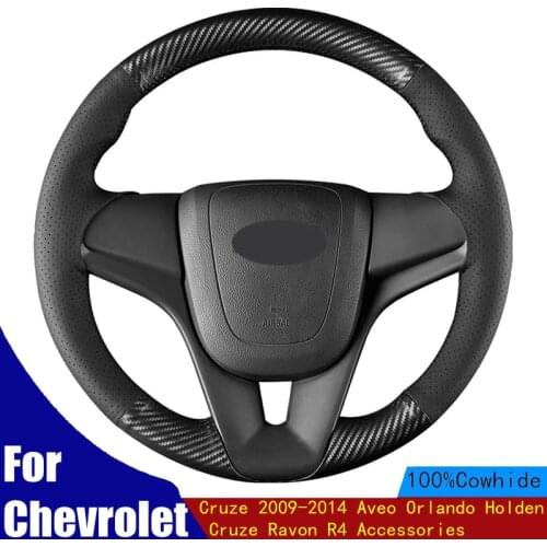 Steering Wheel Cover Black PU Carbon Fiber For Chevrolet Cruze 2009-2014 Aveo Orlando Holden Cruze Ravon R4 Accessories